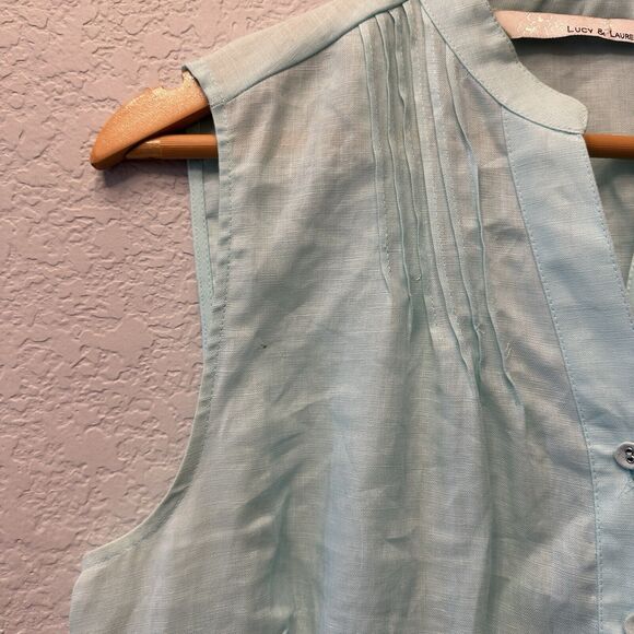 LUCY & LAUREL Linen boho Hippie Dainty Preppy Party Size Large‎ Top - Picture 6 of 11